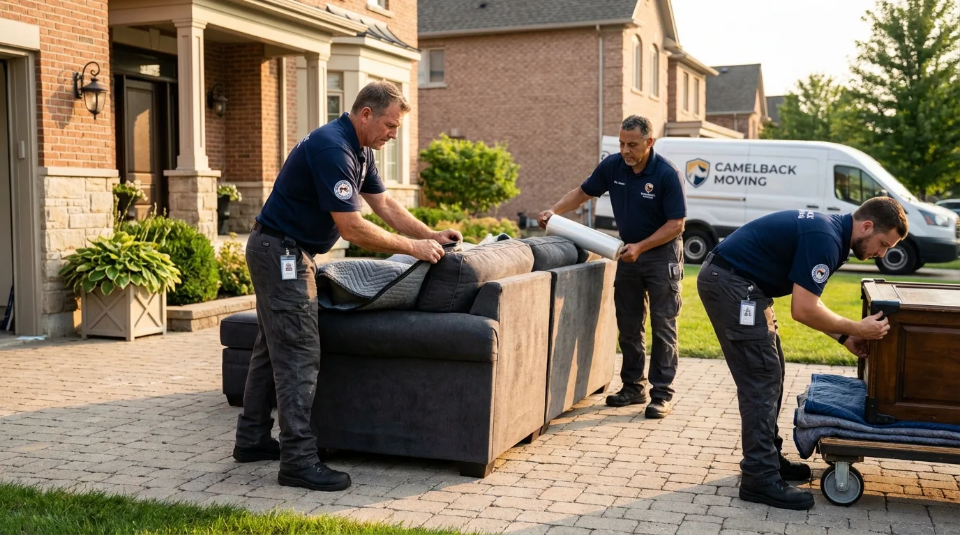 Large estate moving crew wrapping furniture in Mineville, NY