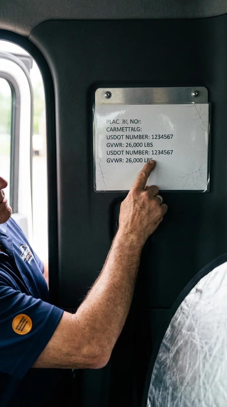 USDOT licensing placard verification in Mineville